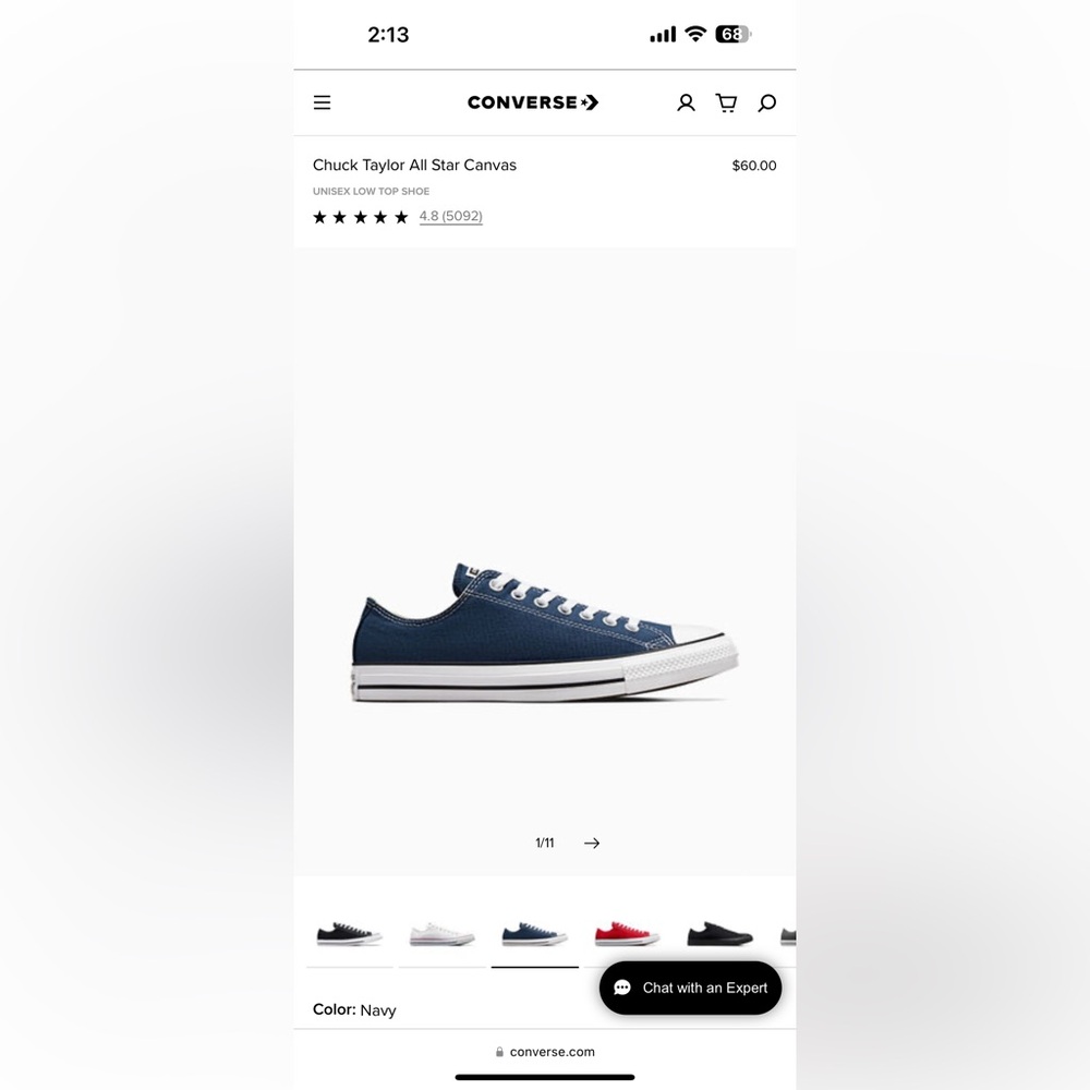 Converse Chuck Taylor All Star Canvas Navy Size 7 women 5 men